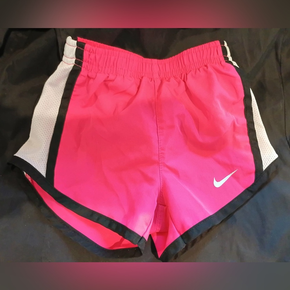 Nike Pink Girls' Athletic Shorts with Black & White Accents